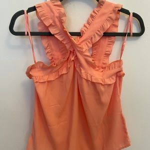 Peach Jcrew ruffle top